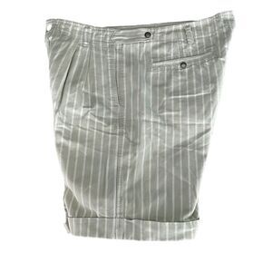 Vintage Surf Zone Shorts Mens 36 Sage Striped Cuff Hem Pockets Pleated Surf